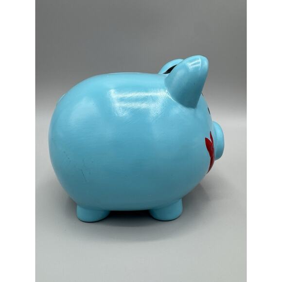 Pirate Pig Skull and Crossbones Piggy Bank Blue Black White Red 6” - Picture 3 of 11